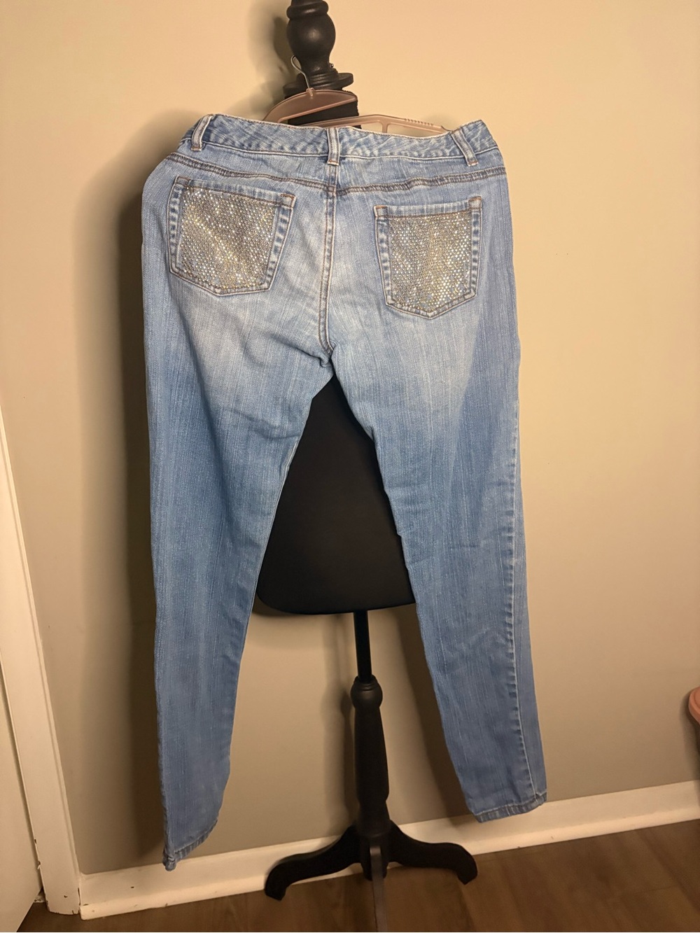Michael Kors Light Blue Skinny Jeans with Rhinestone Back Pockets